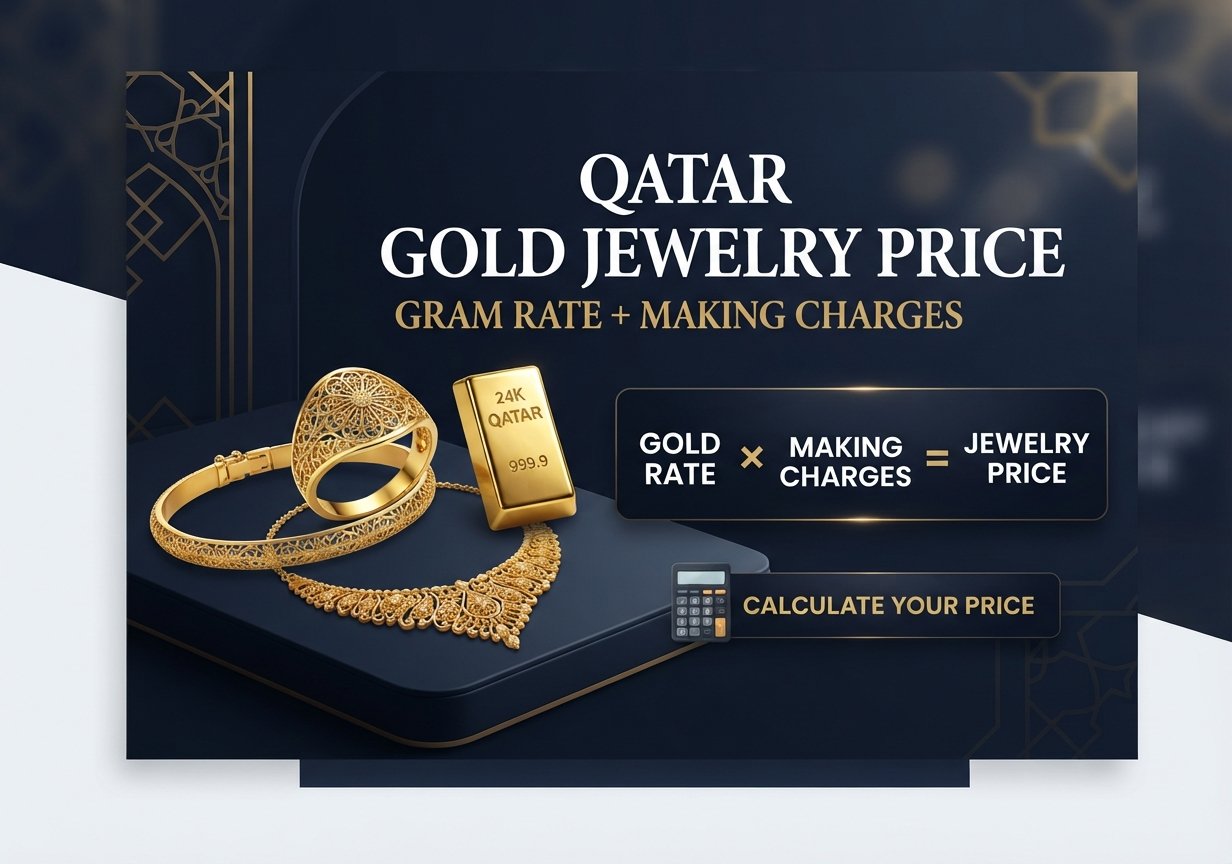 How to calculate gold jewelry price in Qatar using gram rate and making charges