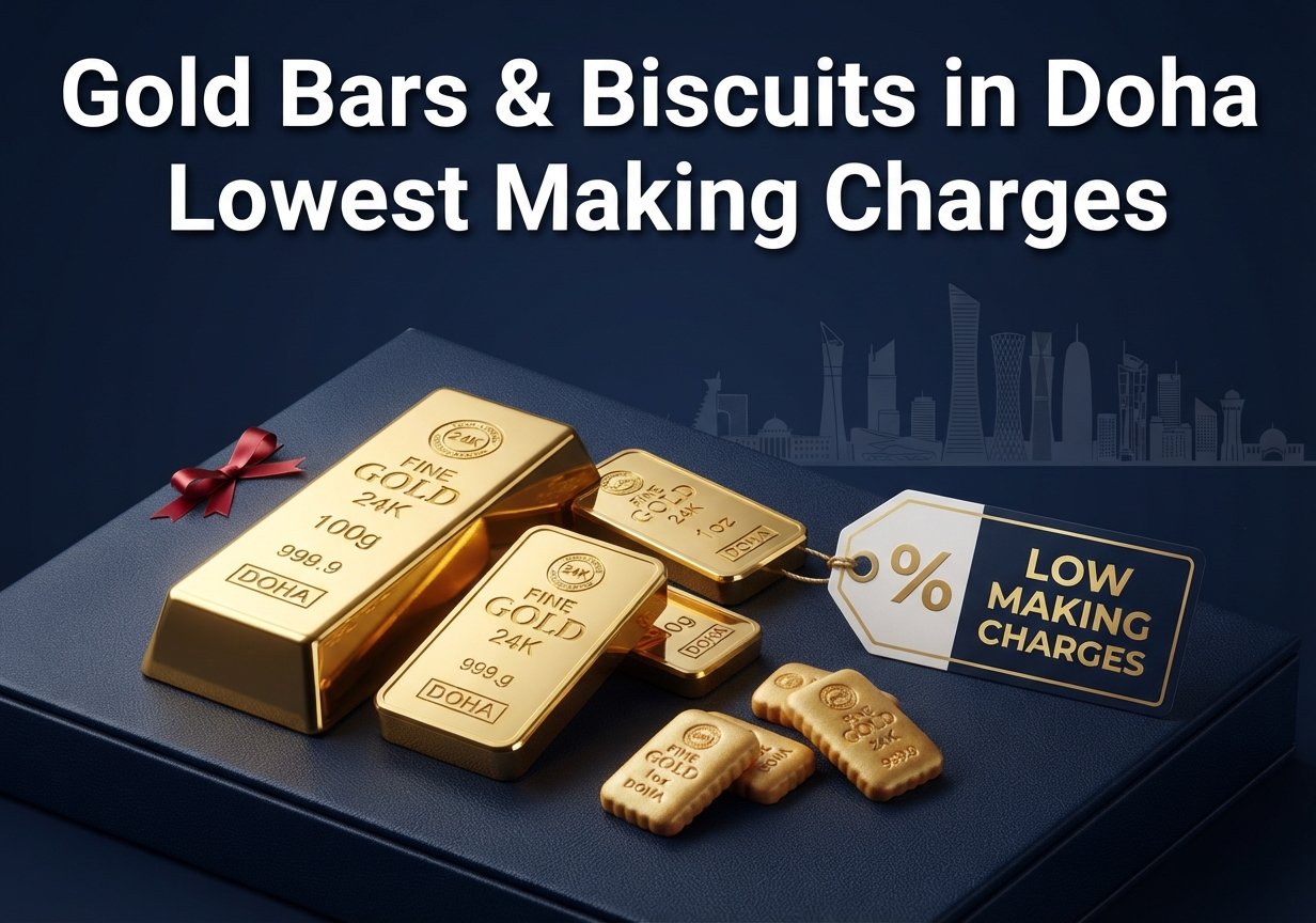 Gold bars and biscuits in Doha with low making charges