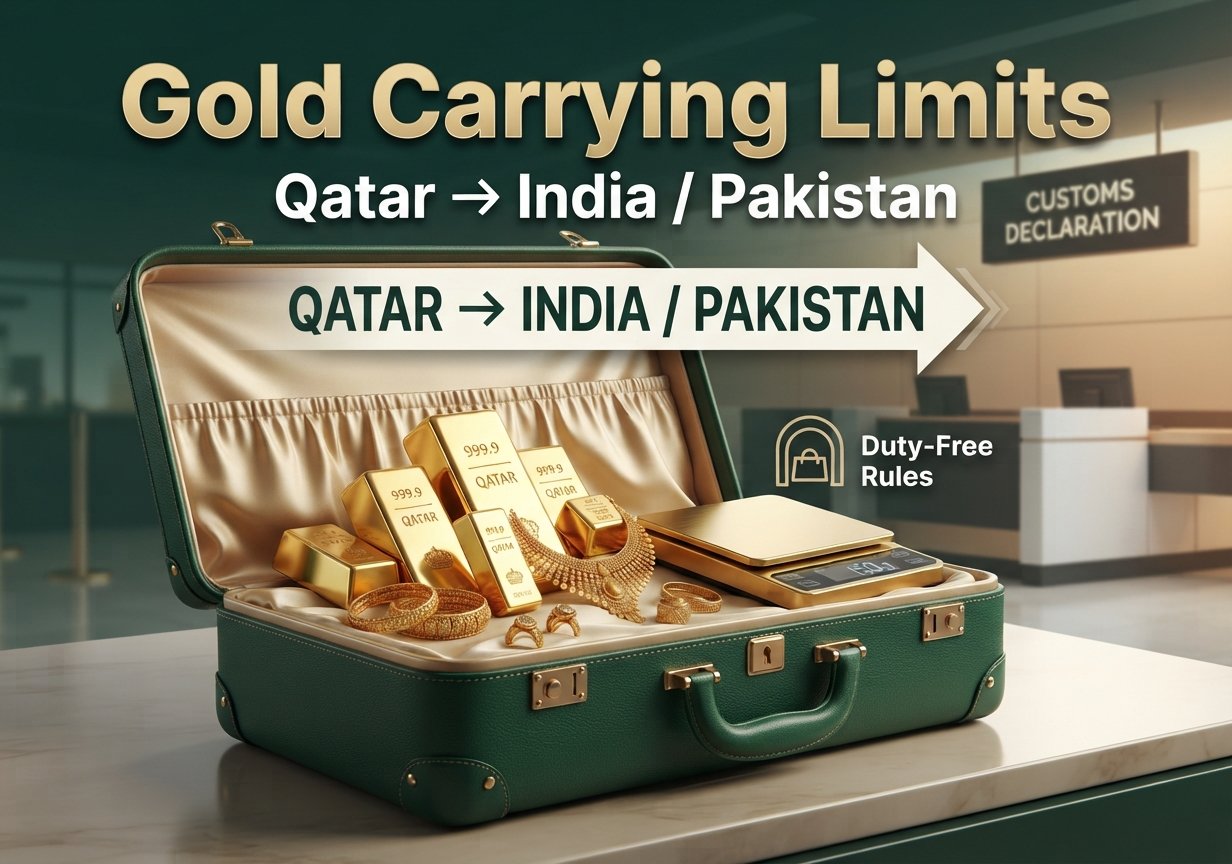 Gold carrying limits from Qatar to India and Pakistan duty-free